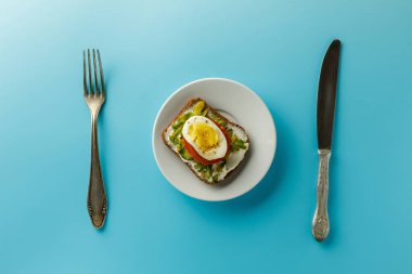 Avokado, domates, yumurta ile sağlıklı yeşil vejetaryen tost. sağlıklı beslenme, vegan diyet kavramı