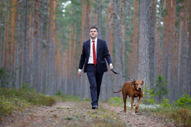 Tasmalı köpekli bir adam. Rodezya Sırtı Yürüyüşü.