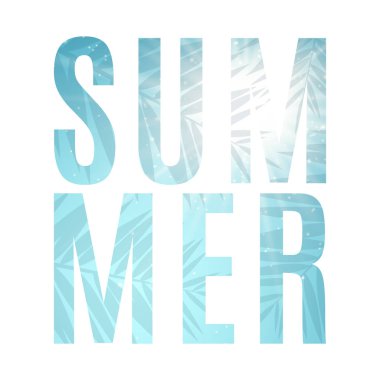 Mevsim yaz arka plan. Metin afiş. Bir palmiye ağacının yaprakları. Tropics. Güneşin parlak ışınları. Parti için arka plan. Vektör çizim. EPS 10