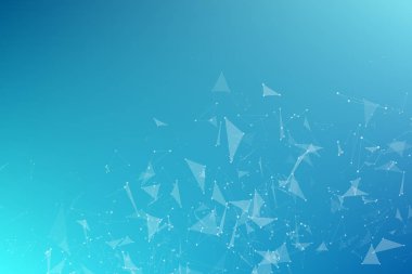 Üçgenler uçan soyut geometrik mavi arka plan. Bağlı üçgenler. Pleksus. Tasarımınız için zemin. Vektör çizim. EPS 10