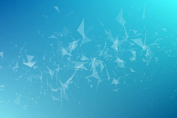 Abstrakter Geometrischer Hintergrund Aus Fliegenden Dreiecken Verbundene Dreiecke Plexus Hintergrund — Stockvektor
