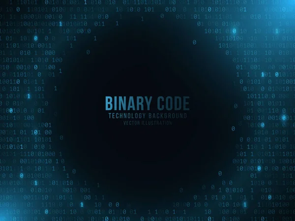 Código Binário Brilhante Num Fundo Azul Escuro Design Tech Rede — Vetor de Stock