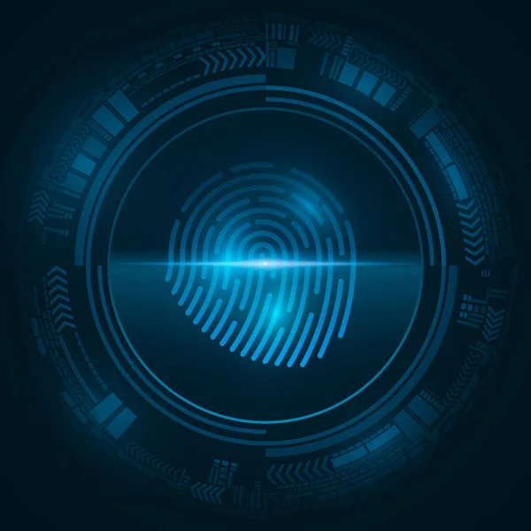Impronta Digitale Alta Tecnologia Sicurezza Del Sistema Informatico Con Elementi — Vettoriale Stock