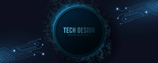 Futuristic Tech Banner Computer Circuit Design Modern Technology Glowing Blue — Stock Vector