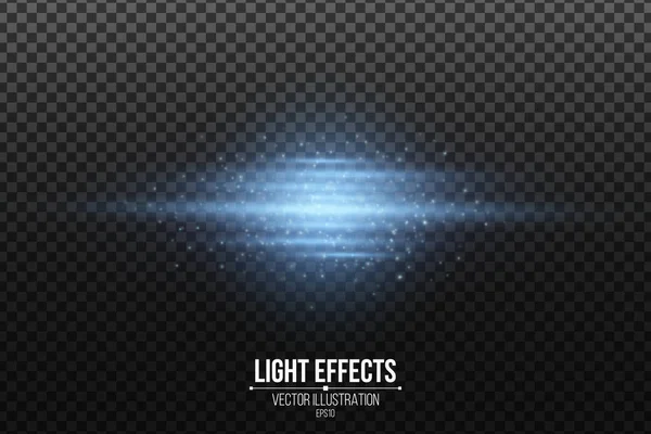 Licht Effect Van Blauwe Abstracte Gloeiende Lijnen Geïsoleerd Een Transparante — Stockvector