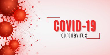 Coronavirus Tıp Bilimi bayrağı. Tıbbi tasarım için Covid 19 kapağı. Gerçekçi 3 boyutlu patojen organizma. Virüs modeli. Vektör çizimi. EPS 10