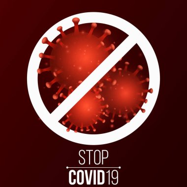 Covid 193 boyutlu virüs mikrobu. Bilim geçmişi. Sembol durağı. Patojen organizması. Tıbbi afiş. Vektör çizimi. EPS 10