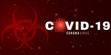 Coronavirus arkaplan ve ışık efektli ve yazılı 3 boyutlu mikrop. Tıbbi konsept. İmza ve Sembol. Patojen organizması. Vektör çizimi. EPS 10