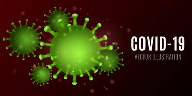 Soyut virüs. 3 boyutlu korona yeşil mikrop. Tıbbi konsept. Patojen organizması. Vektör çizimi. EPS 10