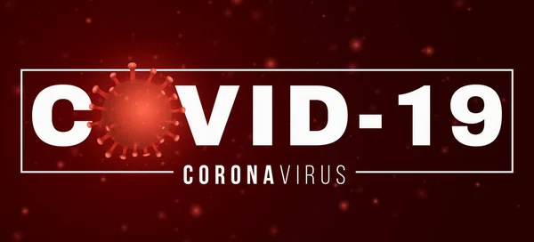 Banner Del Coronavirus Covid Microbio Con Efecto Luz Texto Concepto — Vector de stock