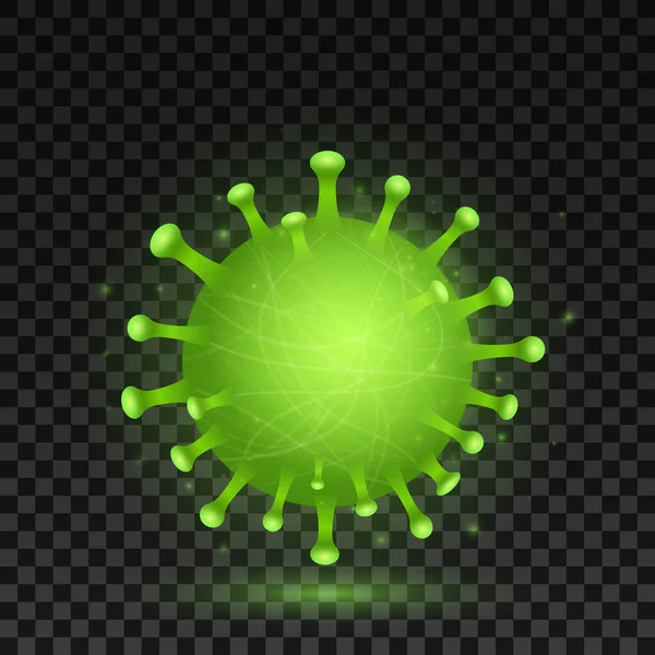 Virus Microbe Corona Isolated Dark Transparent Background Medical Element Pathogen — Stock Vector