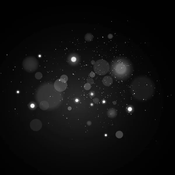 Lumières Bokeh Sur Fond Noir Glares Avec Des Particules Brillantes — Image vectorielle