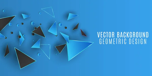 Hintergrund Des Geometrischen Designs Blaue Und Schwarze Dreiecke Und Kreise — Stockvektor