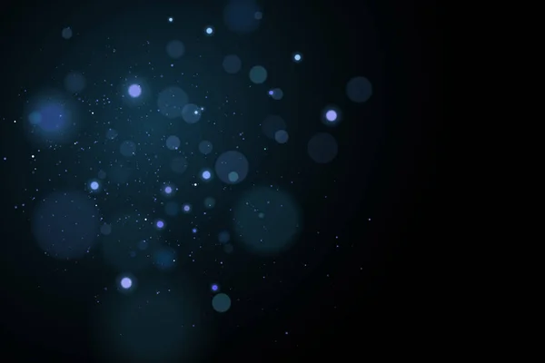 Abstrato Luzes Azuis Bokeh Sobre Fundo Preto Brilha Com Partículas — Vetor de Stock