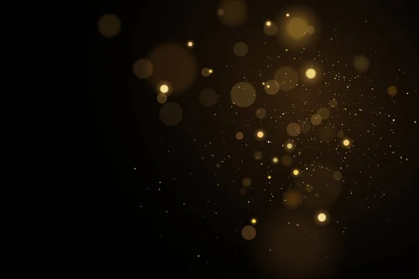 Luces Bokeh Sobre Fondo Negro Miradas Con Partículas Brillantes Voladoras — Vector de stock