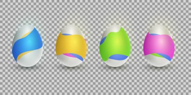 Paskalya yumurtaları ve renkli dalgalı şekiller. Sıvı tasarım. Projen için elementler. Vektör çizimi. EPS 10