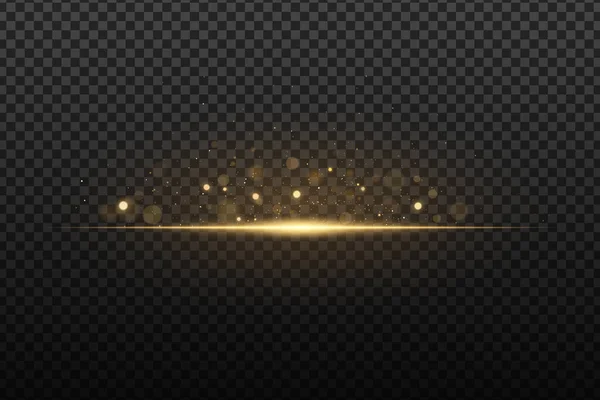 Efecto Luz Destello Con Deslumbramiento Bokeh Brillo Dorado Sobre Fondo — Vector de stock