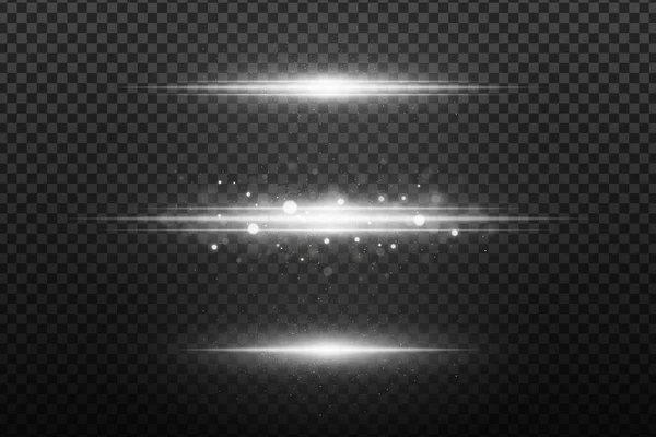 Conjunto Destellos Blancos Efectos Luz Sobre Fondo Transparente Miradas Bokeh — Vector de stock