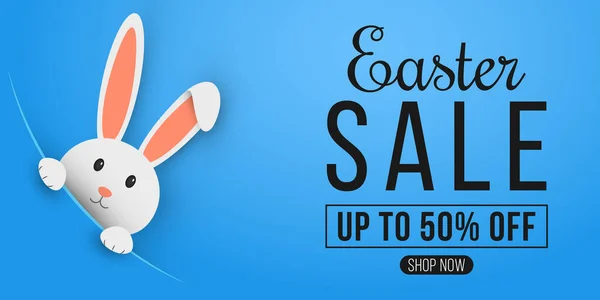 Easter Web Banner Sale Template Your Project Cartoon Cute Bunny — Stock Vector