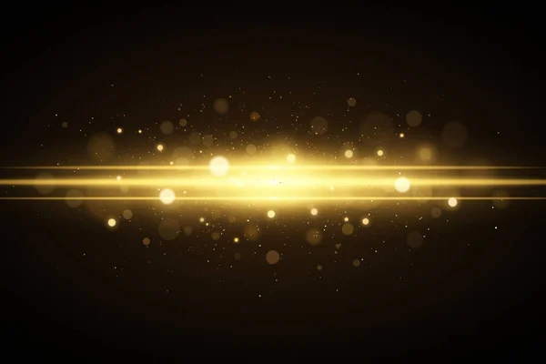 Abstrakte Magische Stilvolle Lichteffekte Auf Schwarzem Hintergrund Goldener Blitz Mit — Stockvektor