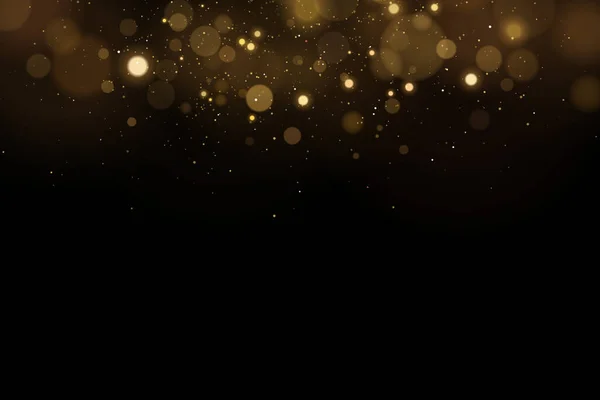 Abstract Magical Flying Lights Golden Glares Bokeh Black Background Christmas — Stock Vector