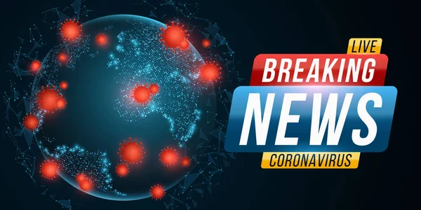 Son Dakika Haberi Covid Corona Virüsü Teknolojik Fütürist Küre Tehlikeli — Stok Vektör
