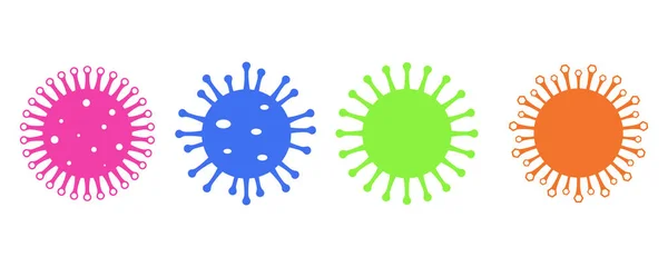 Набір Багатокольорових Ікон Плоскому Стилі Бактерії Coronavirus Білому Тлі Китайська — стоковий вектор