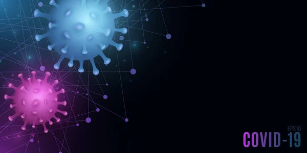 Медичний Прапор Пандемії Covid Фіолетовий Синій Світловий Світіння Світять Бактерії — стоковий вектор