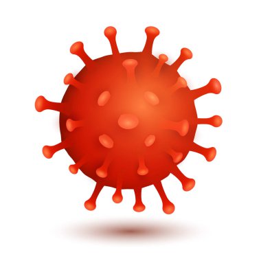 Beyaz arka planda izole edilmiş Coronavirus bakteri modeli. Covid-19 salgını bulaşıcı hastalık. Hücresel enfeksiyon. Tıbbi projen için gerçekçi bir virüs. Vektör çizimi. EPS 10