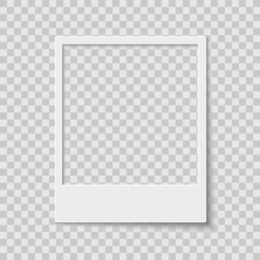 Şeffaf bir arkaplanda boş bir fotoğraf çerçevesi. Projen için boş çerçeve. Vektör çizimi. EPS 10