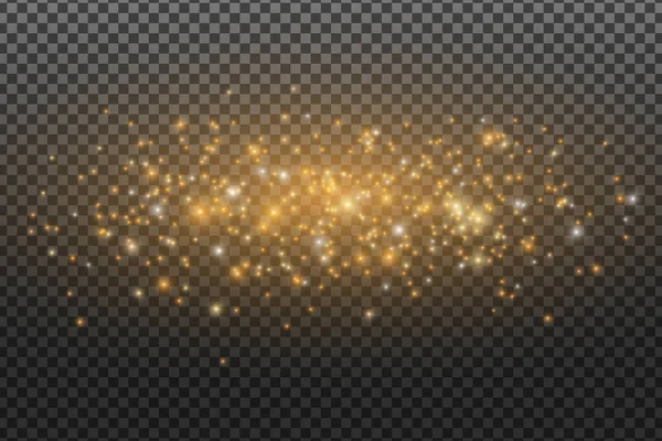 Абстрактний Літаючий Магічний Пил Ізольований Прозорому Темному Тлі Золотий Пил — стоковий вектор