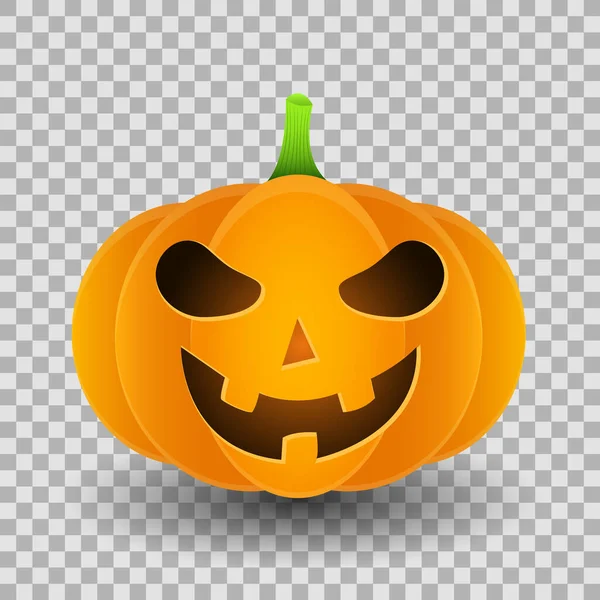 Smiling Angry Cartoon Pumpkin Halloween Isolated Transparent Background Vector Illustration — Stock Vector