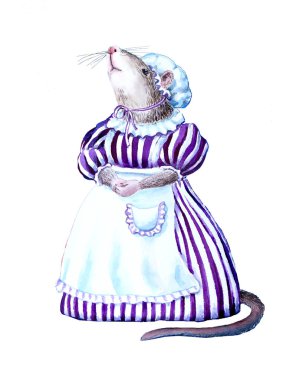 2020'nin sembolü bir sıçan. Doğu takvim sıçan sembolü ile suluboya resim.