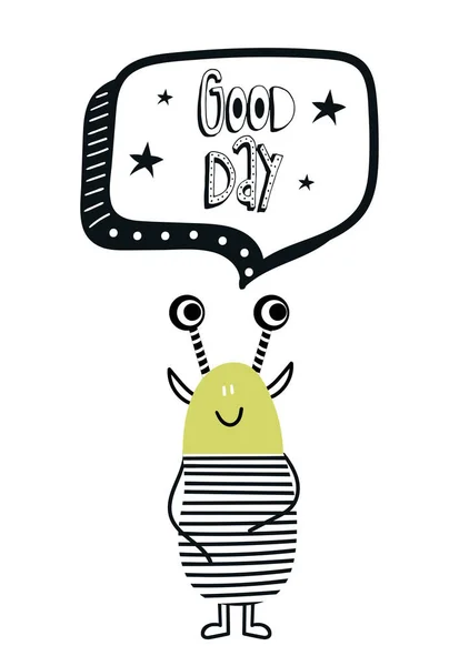 Good Day Funny Nursery Poster Cute Monster Lettering Color Kids — Stock Photo, Image