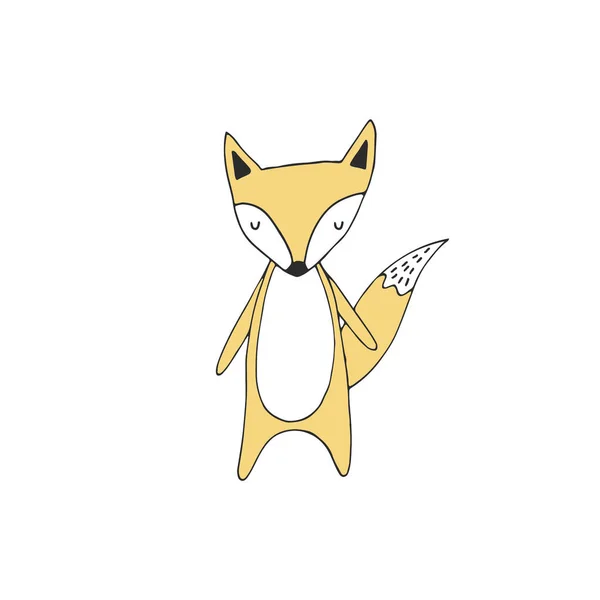Cute hand drawn nursery poster with fox in scandinavian style. Monochrome vector illustration. — Stock Image Cute Hand Drawn Nursery Poster Fox Scandinavian Style Monochrome Vector Royalty Free Stock Images