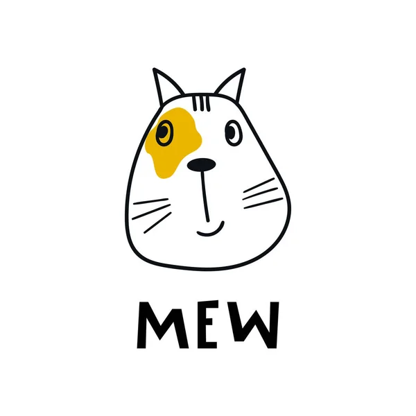 Mew โปสเตอร องเล ยงเด กวาดด วยม วการ นแมวและต กษรในสไตล สแกนด — ภาพถ่ายสต็อก