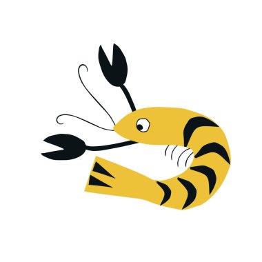 Yaz çocuklar poster bir karides ile dışarı-in kağıt kesti. Vektör çizim.