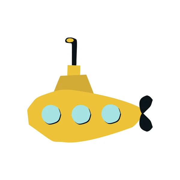 Летний Детский Плакат Милой Желтой Подводной Лодкой Вырезанной Бумаги Векторная — стоковое фото
