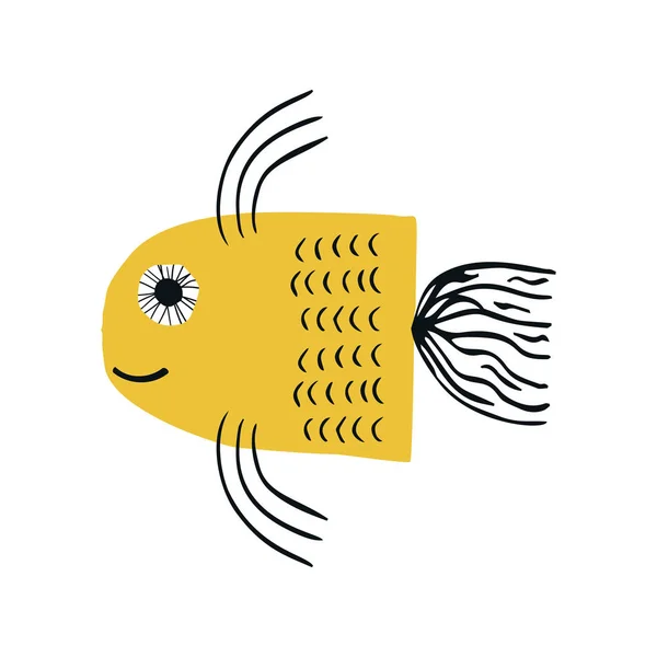 Yaz Çocuklar Poster Bir Balık Ile Dışarı Kağıt Kesti Vektör — Stok fotoğraf