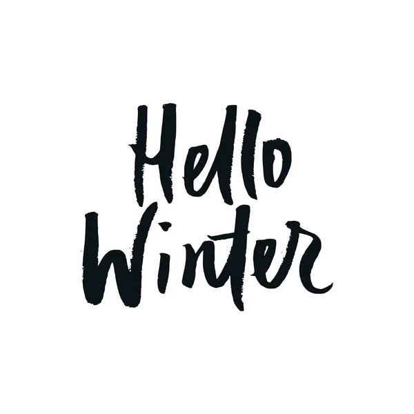 Hola invierno - Navidad y Año Nuevo frase. Letras modernas manuscritas para tarjetas, carteles, camisetas, etc. . —  Fotos de Stock