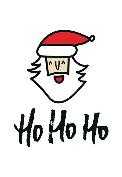 Xo-xo - Tarjeta de Navidad con la cara de Santa y letras dibujadas a mano. Año Nuevo vector ilustración —  Fotos de Stock