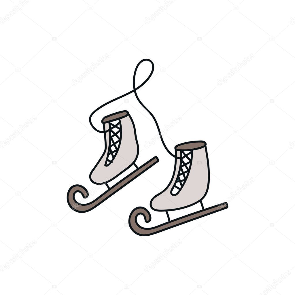 New Year and Christmas illustration with skates. Vector illustration