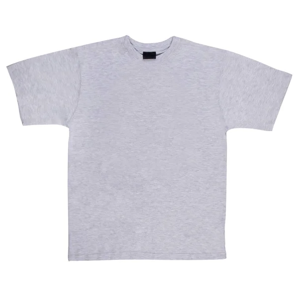 Een Leeg Grijs Katoen Shirt Een Witte Achtergrond — Stockfoto