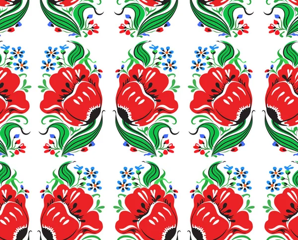 Güzel hayali buket kırmızı ve mavi yeşil yaprakları ile. Vektör çizim Dikişsiz desen beyaz arka plan üzerinde.