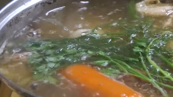 Supă Gătit Aproape Bulion Fierbere — Videoclip de stoc