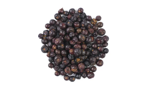 Juniper Berries Heap Isolated White Background Top View — Stock Photo, Image