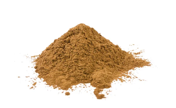 Ground Milled Cinnamon Heap Isolated White Background Front View — Stock Photo, Image