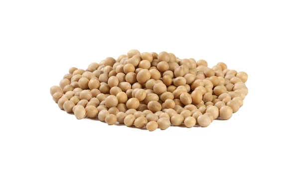 Soy Bean Heap Isolerad Vit Bakgrund Näring Livsmedelsingrediens — Stockfoto