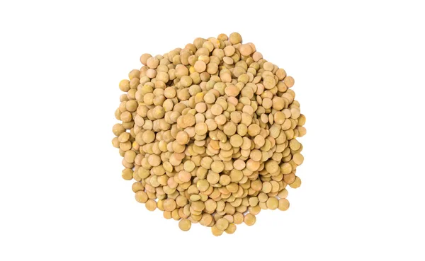 緑のレンズ豆のヒープは 白の背景に分離 バイオ 天然食品原料 — ストック写真
