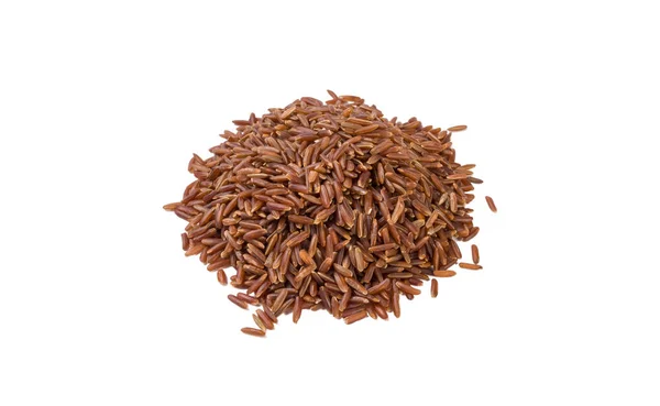 白い背景に孤立した赤米のヒープ バイオ 天然食品原料 — ストック写真